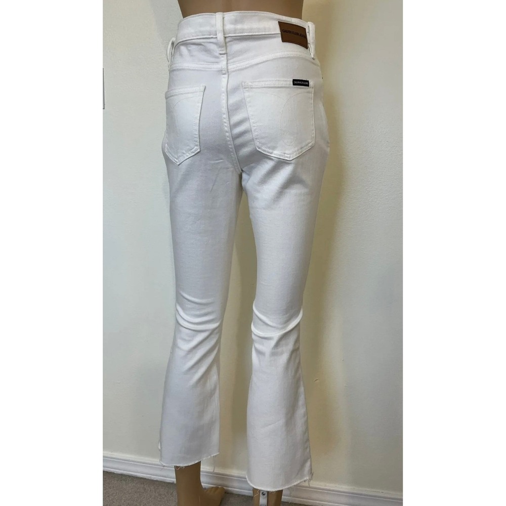 Calvin Klein-White, High‎ Rise, Kick Boot, Spring/Summer, Cropped Jeans. Sz-4/27